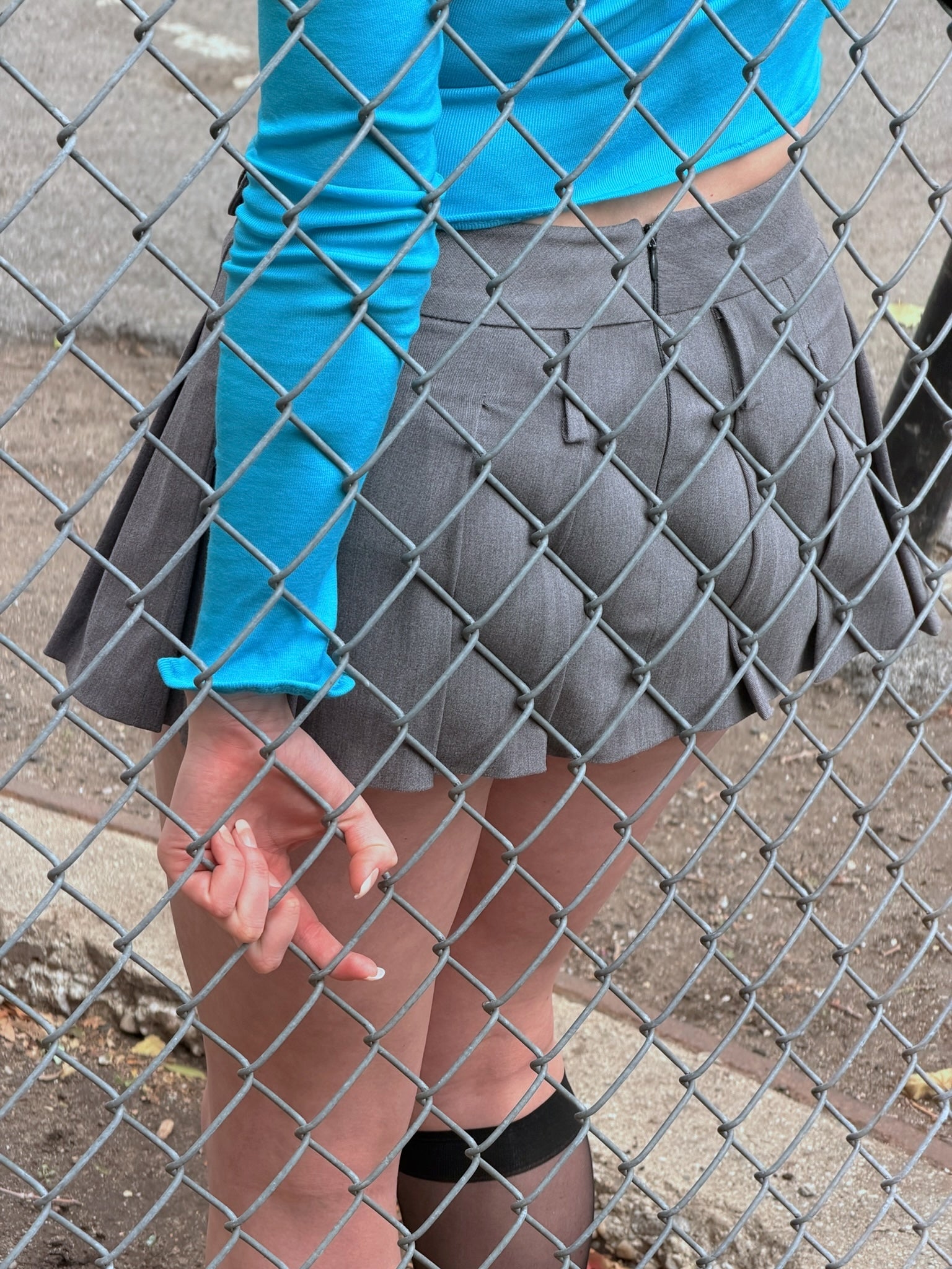 Edge Pleated Miniskirt